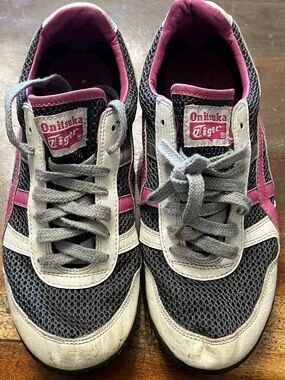 Onitsuka Tiger by Asics White and Pink Low-Top Sneakers